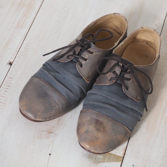BED STU Rumba Silver Lux oxford distressed scrunched boho gray leather flats 8.5 - Picture 5 of 12